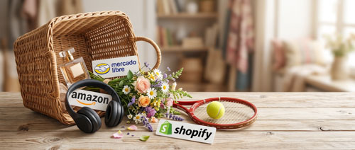 Vidrieras de varias tiendas online abiertas en paralelo