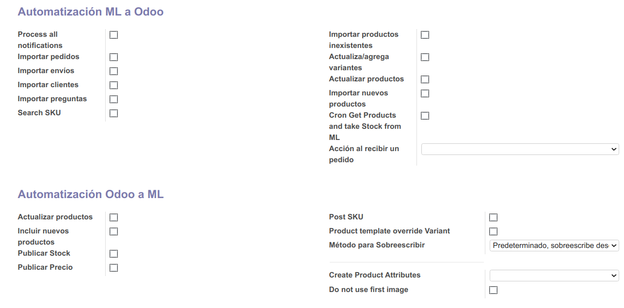 Configuración - Órdenes